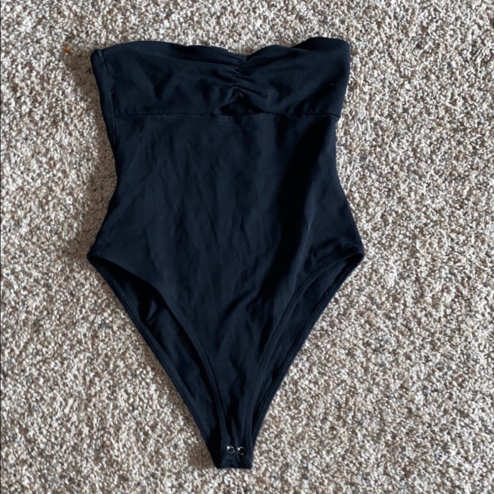 Black tube top body suit